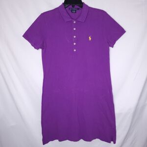 Ralph Lauren Polo Dress Womens Large Purple Yellow Pony Cotton